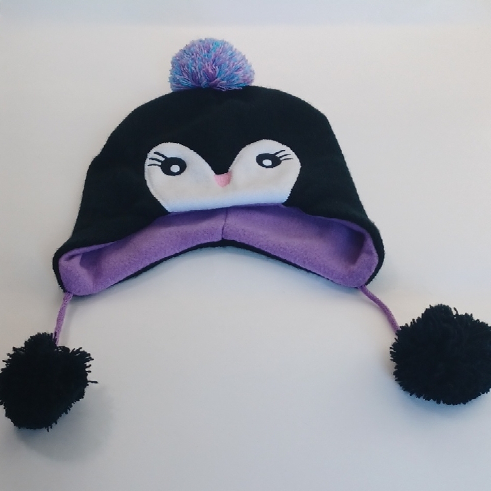 Penguin Design Winter Hat with Pom Poms